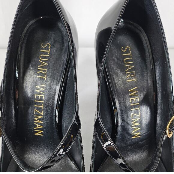 STUART WEITZMAN WOMEN'S VIDA 100 MARY JANE BLACK PATENT LEATHER SHOES – SIZE 7.5 - Picture 4 of 12